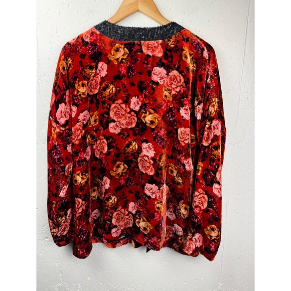 Johnny Was Women's Billie Short Kimono Velvet Floral Open Front Jacket Red Small - Picture 3 of 11